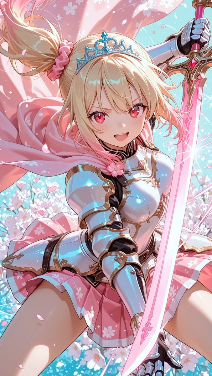Anime4Men's tweet image. She’s a blossom in battle—petals fall, but she stands tall. 🌸⚔️👑   #AnimeWarrior #CherryBlade #SpringElegance 💛