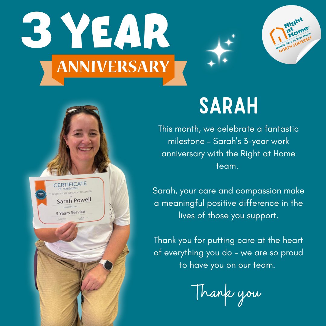 caringright's tweet image. This month, we celebrate a very special milestone for two of our wonderful care professionals, Sarah and Tilly. Congratulations to you both on 3 years with Right at Home. We are so proud to have you on our team!

#amazingteam #CarersWithHeart #makingadifferenceeveryday