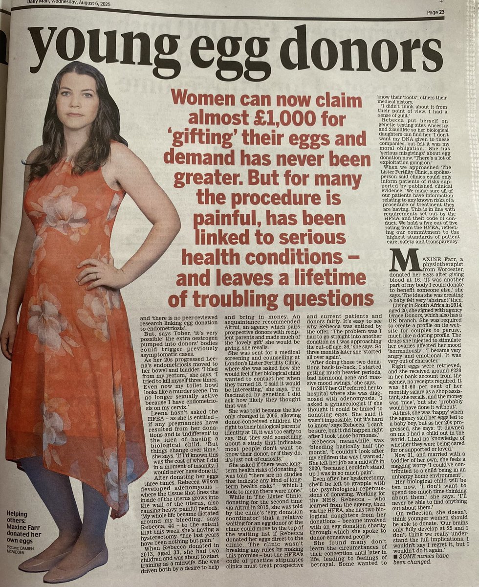 SurrogacyConcern (@surrogconcern) on Twitter photo Yesterday we were quoted in <a href="/DailyMail/">Daily Mail</a> as they revealed the young women left with endometriosis, adenomyosis, ruined sexual function & a need for hysterectomies:
They believe all caused by egg “donation”.
This is a scandal <a href="/DHSCgovuk/">Department of Health and Social Care</a> - you must change the law.
<a href="/antoniahoyle/">Antonia Hoyle</a> Yesterday we were quoted in <a href="/DailyMail/">Daily Mail</a> as they revealed the young women left with endometriosis, adenomyosis, ruined sexual function & a need for hysterectomies:
They believe all caused by egg “donation”.
This is a scandal <a href="/DHSCgovuk/">Department of Health and Social Care</a> - you must change the law.
<a href="/antoniahoyle/">Antonia Hoyle</a>