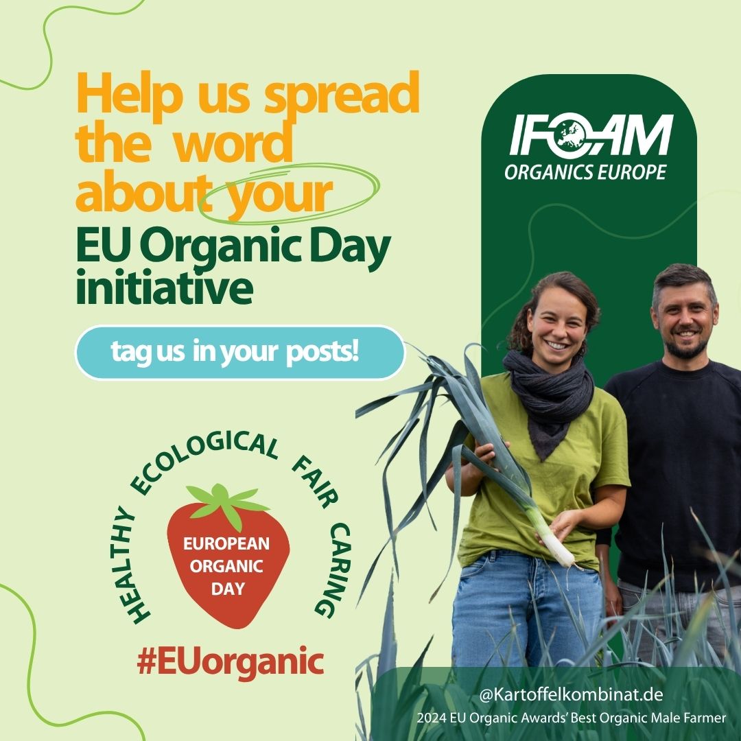 📣 Planning something on or around #EUorganic Day (23 September)? 

Tag us in your posts - we’d love to see what you’re doing and share it on our timeline! 

Let’s show how diverse and active the organic movement is 🌿 
👉 organicseurope.bio/get-involved/e…

#MakingEuropeMoreOrganic <a href="/EUAgri/">EU Agriculture🌱</a>