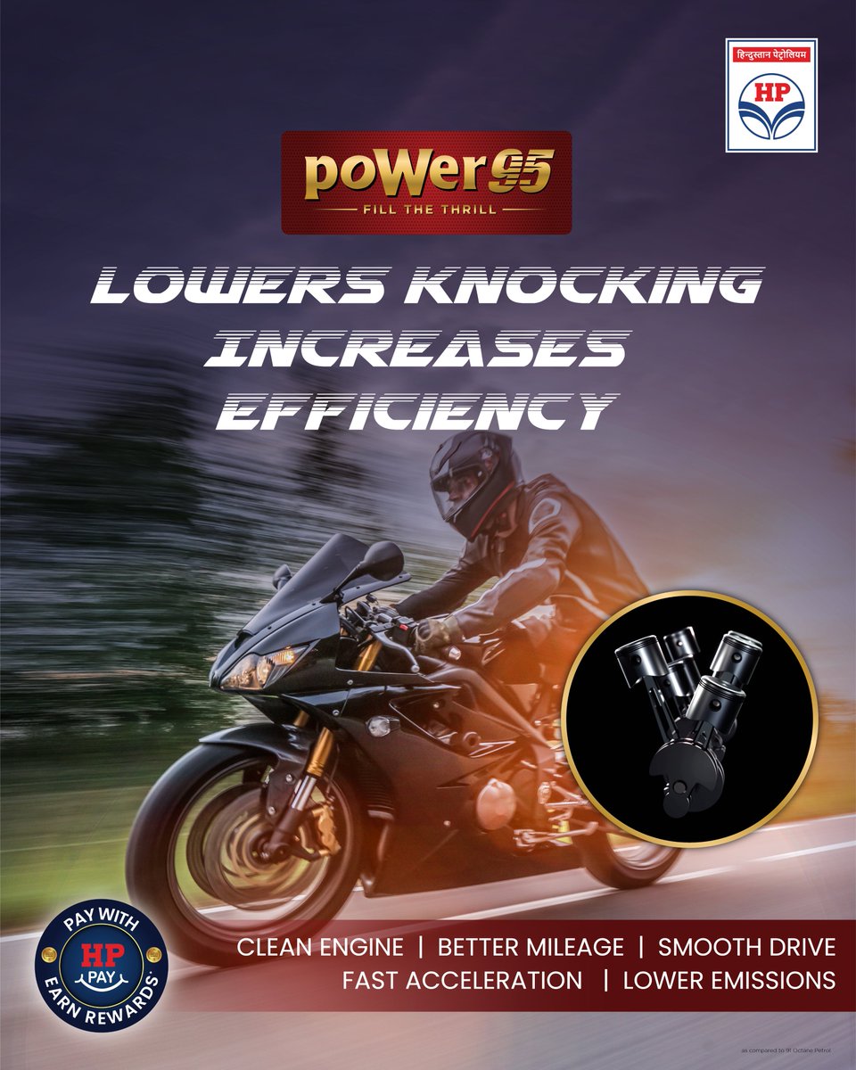 HPCL s high octane fuel reduces engine knocking for a smoother drive while also offering better mileage and lower emissions. The premium fuel, poWer95, also cleans the engine and delivers faster acceleration HPCL s high octane fuel reduces engine knocking for a smoother drive while also offering bette...
