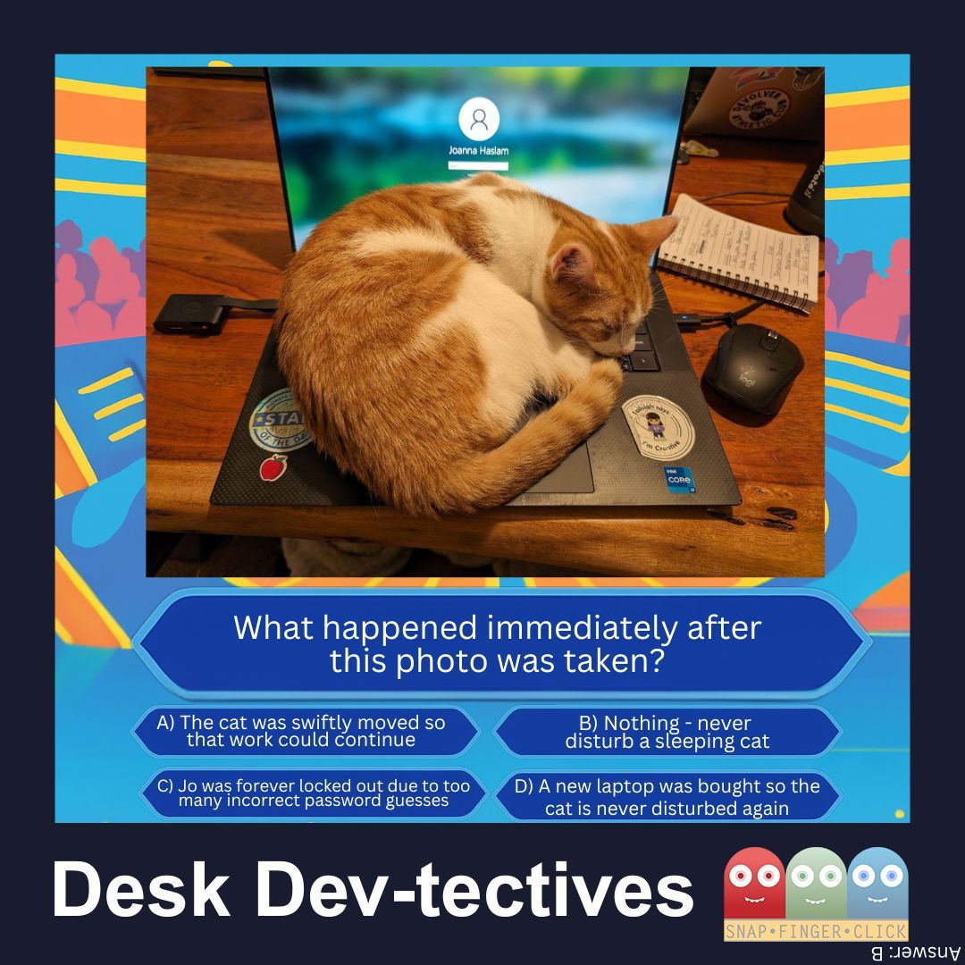 Time to put your deerstalker hats on for a mini game of Desk Dev-tectives using SFC desks! 🕵️🧐🔎

The answers are hidden in the bottom right - let us know how many you got right in the comments!