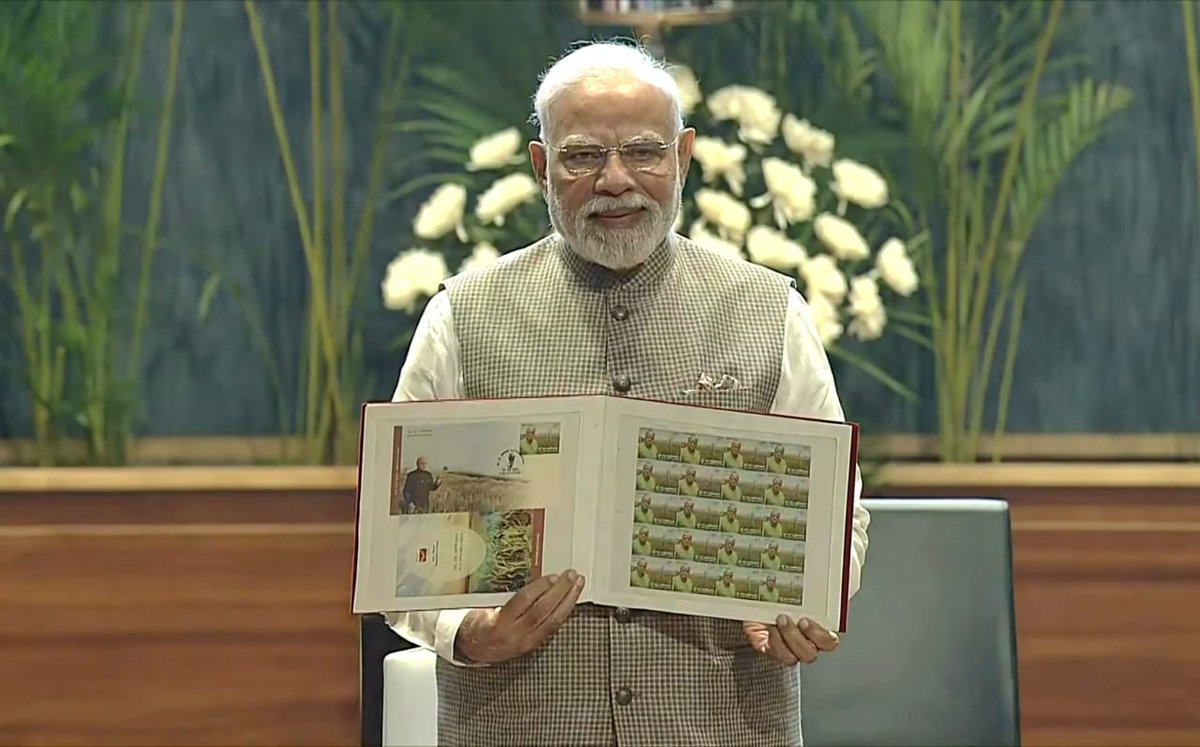 icarindia's tweet image. Hon’ble PM @narendramodi released a commemorative coin &amp;amp; stamp marking the birth centenary of Prof. M.S. Swaminathan — the visionary behind India’s Green Revolution.
#ICAR #mss100 @PMOIndia @ChouhanShivraj @mssrf