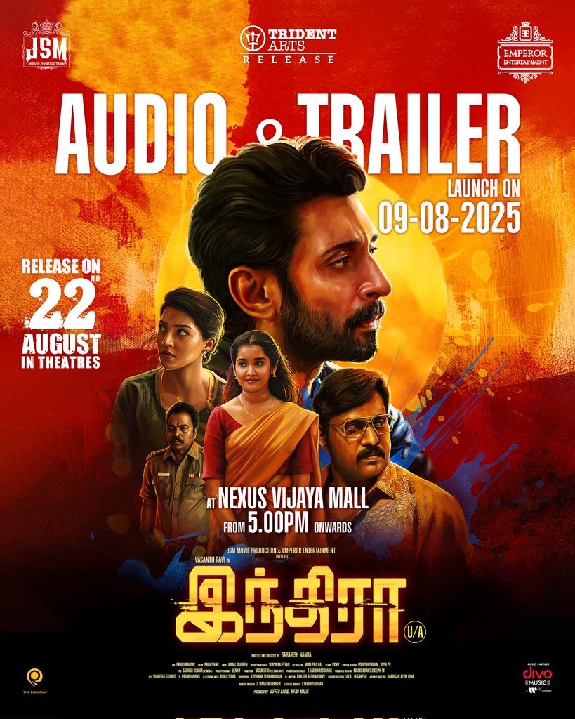 Trident Arts (@tridentartsoffl) on Twitter photo The Grand Audio & Trailer Launch of #INDRA is happening 🔥
🗓️ August 9 | 5 PM onwards
📍 Nexus Vijaya Mall, Vadapalani
You’ve been with us since the beginning — now it’s time to celebrate together! ❤️ The Grand Audio & Trailer Launch of #INDRA is happening 🔥
🗓️ August 9 | 5 PM onwards
📍 Nexus Vijaya Mall, Vadapalani
You’ve been with us since the beginning — now it’s time to celebrate together! ❤️
