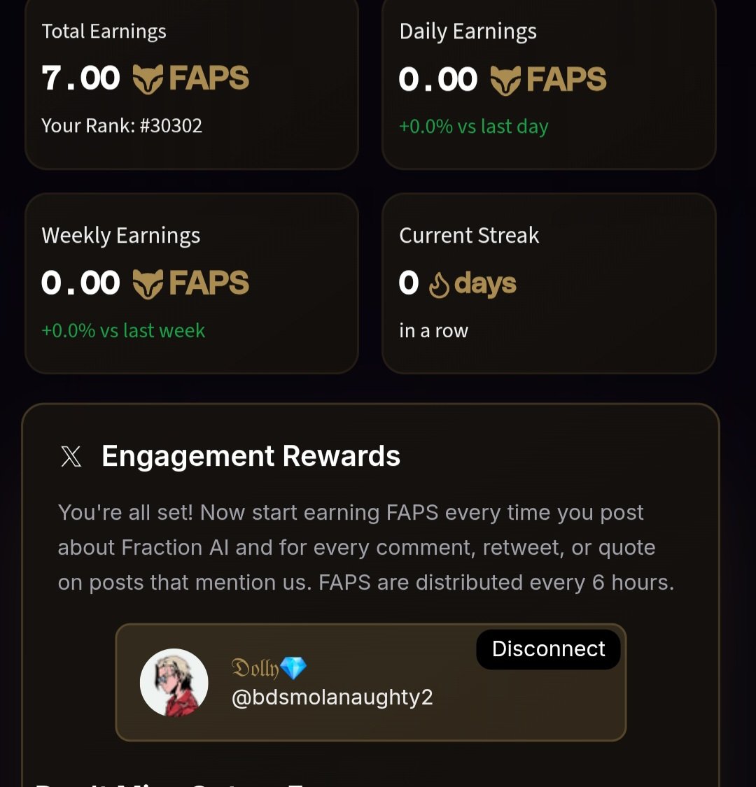 ๐๐ฌ๐ฉ๐ฉ๐ถ๐ (@bdsmolanaughty2) on Twitter photo I just join <a href="/FractionAI_xyz/">Fraction AI</a> and received the FAPS bonus. Consistency is the best winning strategy. Looking forward to achieving some milestones on Fraction Ai. I just join <a href="/FractionAI_xyz/">Fraction AI</a> and received the FAPS bonus. Consistency is the best winning strategy. Looking forward to achieving some milestones on Fraction Ai.