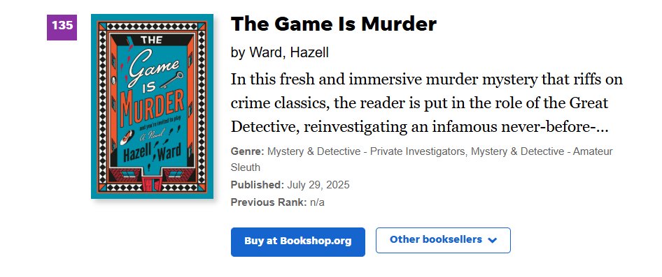 Hazell Ward (@hazellward) on Twitter photo Last night I had a flurry of messages from the lovely people at <a href="/BerkleyPub/">Berkley Publishing</a>, all letting me know that #TheGameisMurder has made it onto the USA Today bestseller list (at number 135)!
Another dream come true. Thank you all. Last night I had a flurry of messages from the lovely people at <a href="/BerkleyPub/">Berkley Publishing</a>, all letting me know that #TheGameisMurder has made it onto the USA Today bestseller list (at number 135)!
Another dream come true. Thank you all.