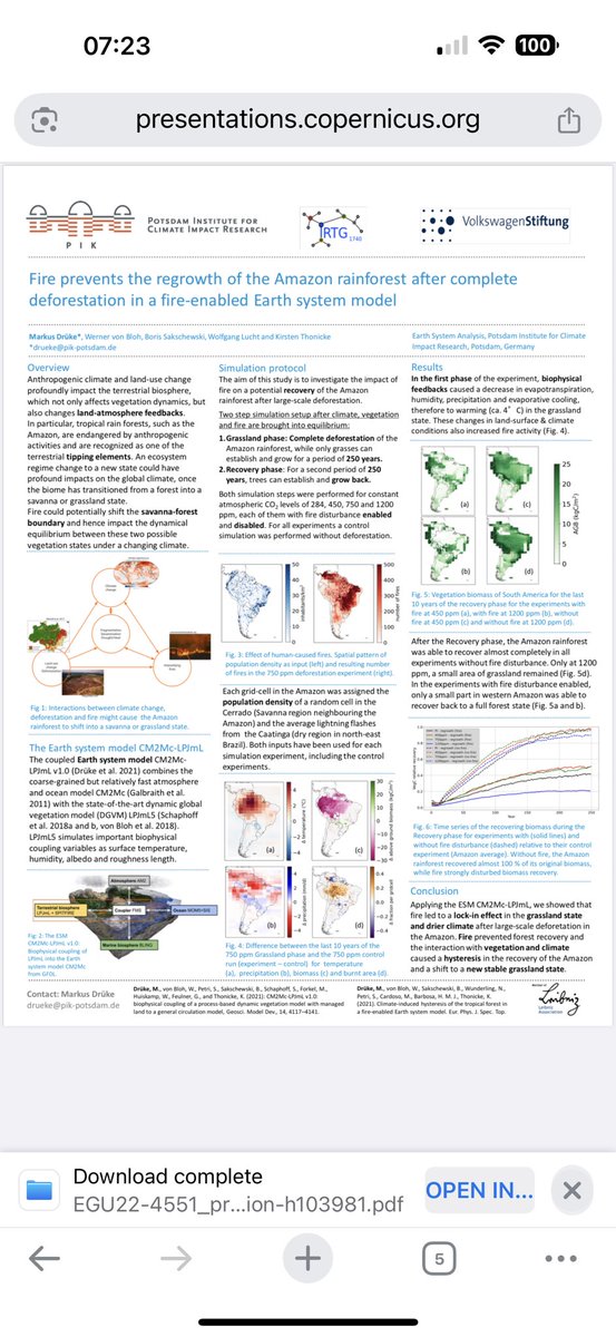 Fire prevents the regrowth of the Amazon rainforest after complete
deforestation in a fire-enabled Earth system model.