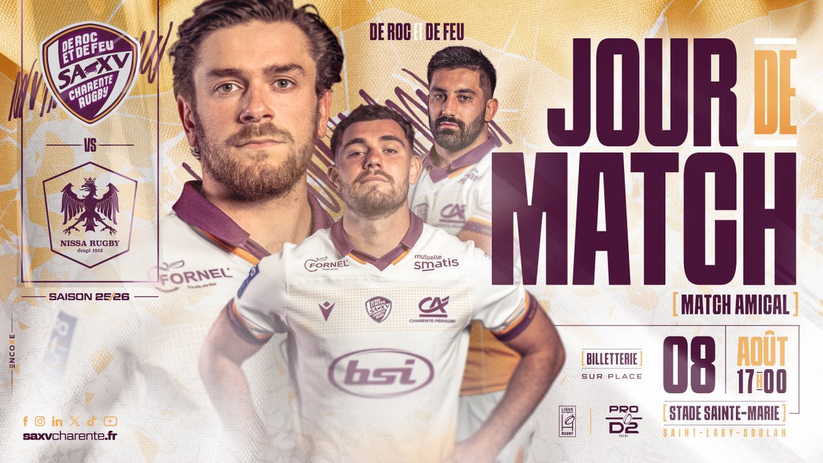 𝙅𝙤𝙪𝙧 𝙙𝙚 𝙢𝙖𝙩𝙘𝙝 💥
😤 Test à Saint Lary pour nos violets ! ⚡️
🆚 Stade Niçois
🏟️ Sainte-Marie
🕡 17h00