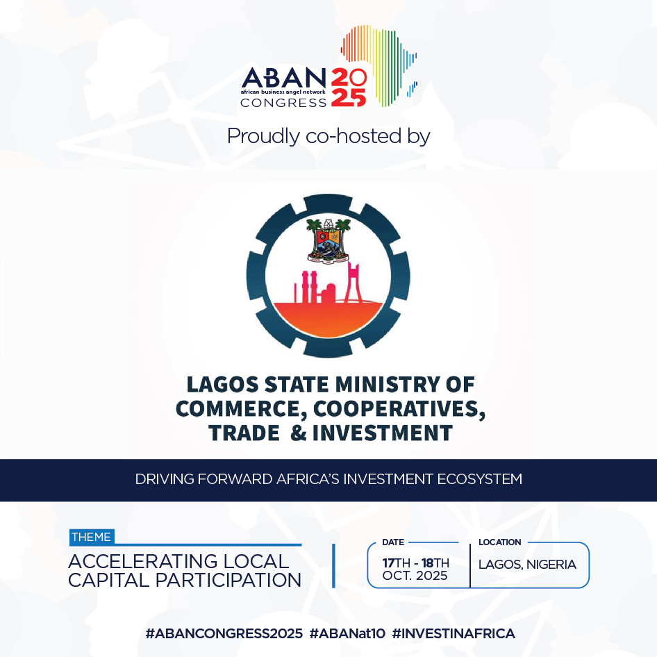 ABAN Angels (@abanangels) on Twitter photo 📢 We're honoured to welcome <a href="/LasgMccti/">LAGOS STATE MINISTRY OF COMMERCE,COOP,TRADE&INV</a> as an official co-host of #ABANcongress2025.
As we gather the continent’s ecosystem builders in Lagos this October, this partnership signals a strong commitment to deepening local capital participation in Africa.
#ABANat10 <a href="/Mr_JAGs/">Jubril A. Gawat</a> 📢 We're honoured to welcome <a href="/LasgMccti/">LAGOS STATE MINISTRY OF COMMERCE,COOP,TRADE&INV</a> as an official co-host of #ABANcongress2025.
As we gather the continent’s ecosystem builders in Lagos this October, this partnership signals a strong commitment to deepening local capital participation in Africa.
#ABANat10 <a href="/Mr_JAGs/">Jubril A. Gawat</a>