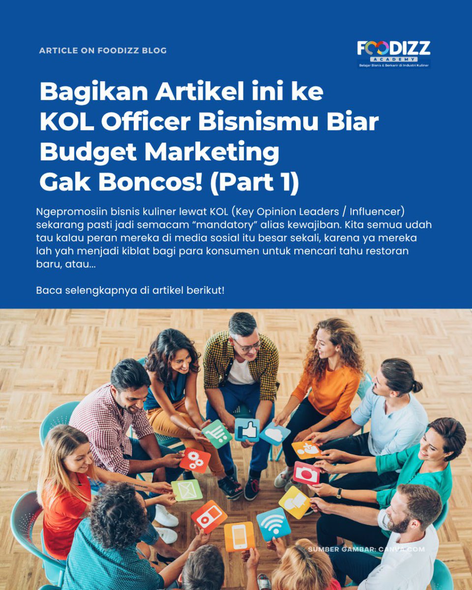 Foodizzid's tweet photo. [New Article] Bagikan Artikel ini ke KOL Officer Bisnismu Biar Budget Marketing Gak Boncos! (Part 1): https://t.co/WQTeJHcXad https://t.co/u70MafsM9u
