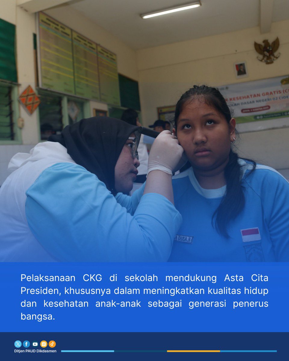Kemendikdasmen terus mendorong kebiasaan hidup sehat di sekolah. Mendikdasmen Abdul Mu’ti meninjau langsung pelaksanaan Program CKG merupakan bagian dari PHTC arahan Presiden Prabowo.

Mulai dari cek gizi, mata, gigi, hingga kebugaran, semua menjadi ikhtiar yang sehat, dan kuat.