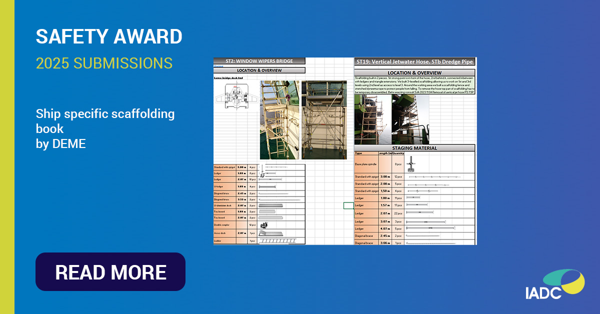 14 submissions are in the running for 𝕀𝔸𝔻ℂ’𝕤 𝕊𝕒𝕗𝕖𝕥𝕪 𝔸𝕨𝕒𝕣𝕕 𝟚𝟘𝟚5! One of these submissions is the Ship specific scaffolding book from #DEME
Read more 👇
iadc-dredging.com/news/iadc-reve…

#Innovation #Safetyawards #Dredging