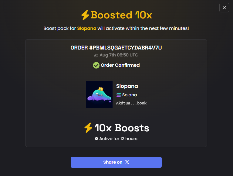 Aurean_vi's tweet photo. ⚡ Boosted 10x Slopana on DEX Screener!
Let's go community!!! Today is our first day! Let's raid https://t.co/RgnXOpImKC