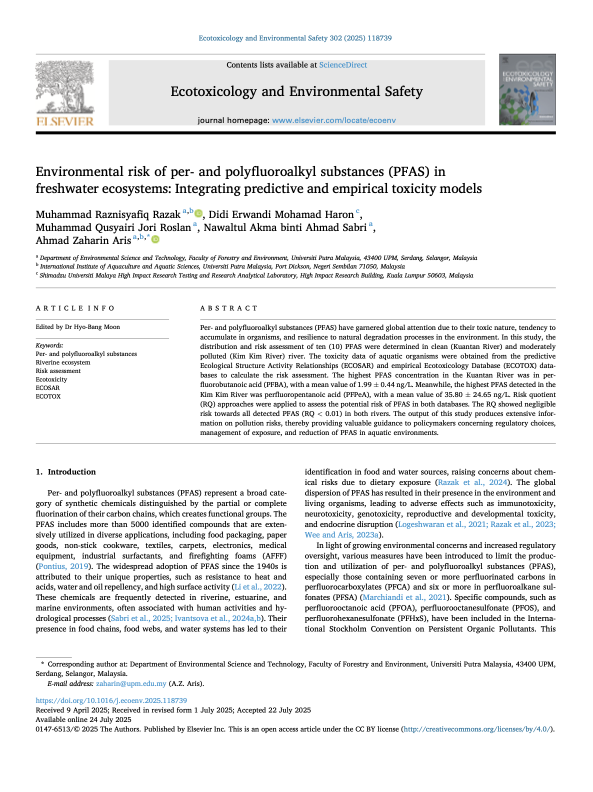 ZaharinAris's tweet photo. 🚨 PFAS Pollution in Malaysian Rivers
🚱 Study reveals 7 PFAS chemicals in Johor's Kim Kim River—PFOA &amp; PFOS exceed US safety limits.
🧪 "Forever chemicals" bioaccumulate, threatening ecosystems &amp; human health.
https://t.co/5Kz9Q7x5SV https://t.co/7G3MthUffI