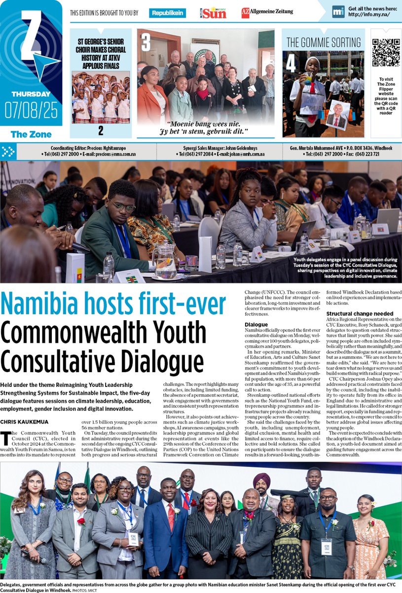 This week’s edition of The Zone is out now, packed with all things youth! Grab your copy today in the Namibian Sun, Republikein, and Allgemeine Zeitung!
#myzone #Zonepublication #youth #sportsstarOfTheWeek #namibiansun #Republikein #AZ