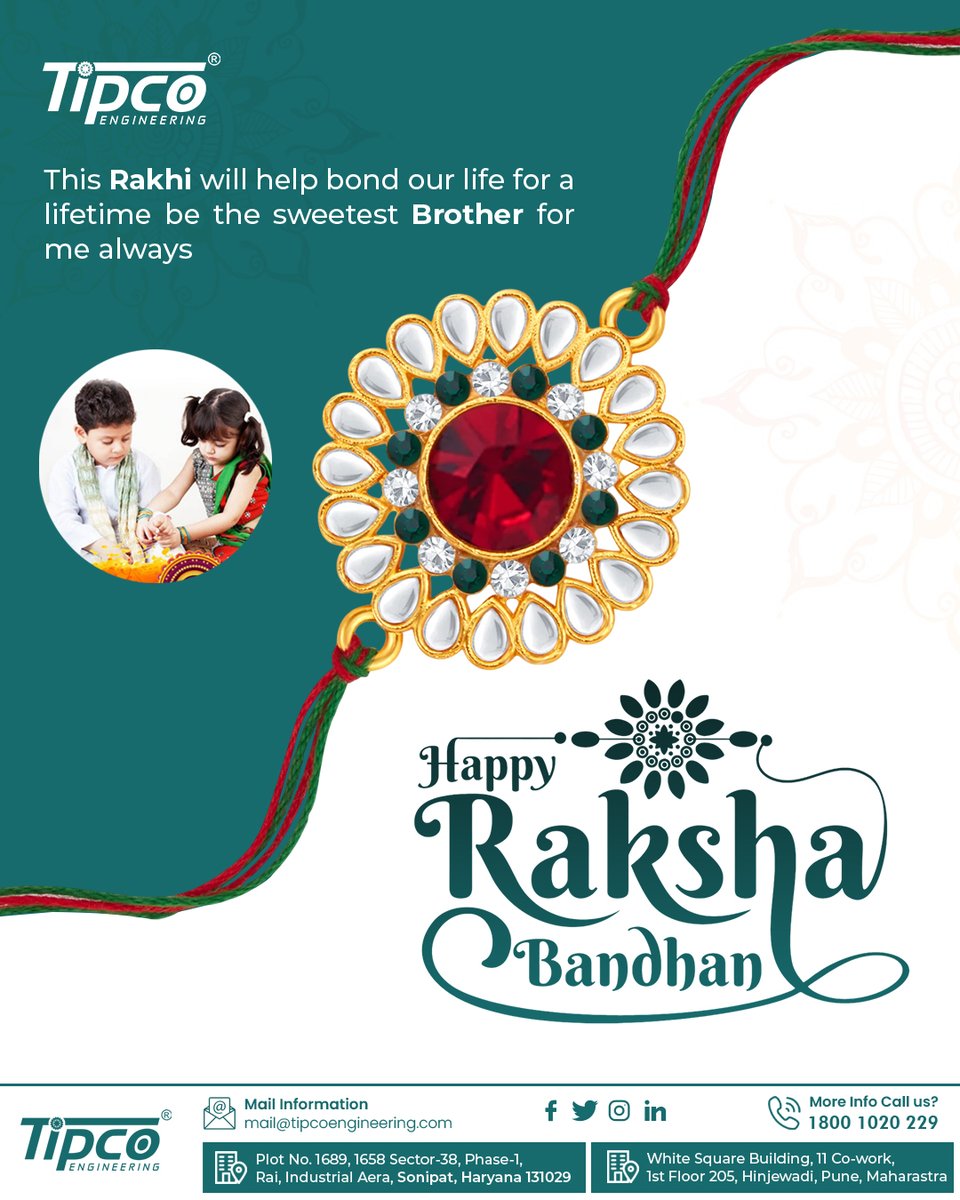 tipcoengineer's tweet image. This #Rakhi, let the threads of love strengthen the bonds of a lifetime. To the one who’s always protected, supported, & made life better — Be the sweetest #Brothers, always.💫💙 #rakhi2025
Wishing everyone a joyful and love-filled #raksha_bandhan from Tipco Engineering.
