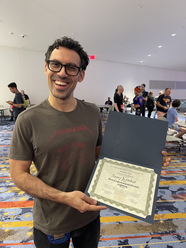 En route to <a href="/defcon/">DEF CON</a>! SFSU awarded me an honorary doctorate there last year, now I just need a high school diploma to complete the set