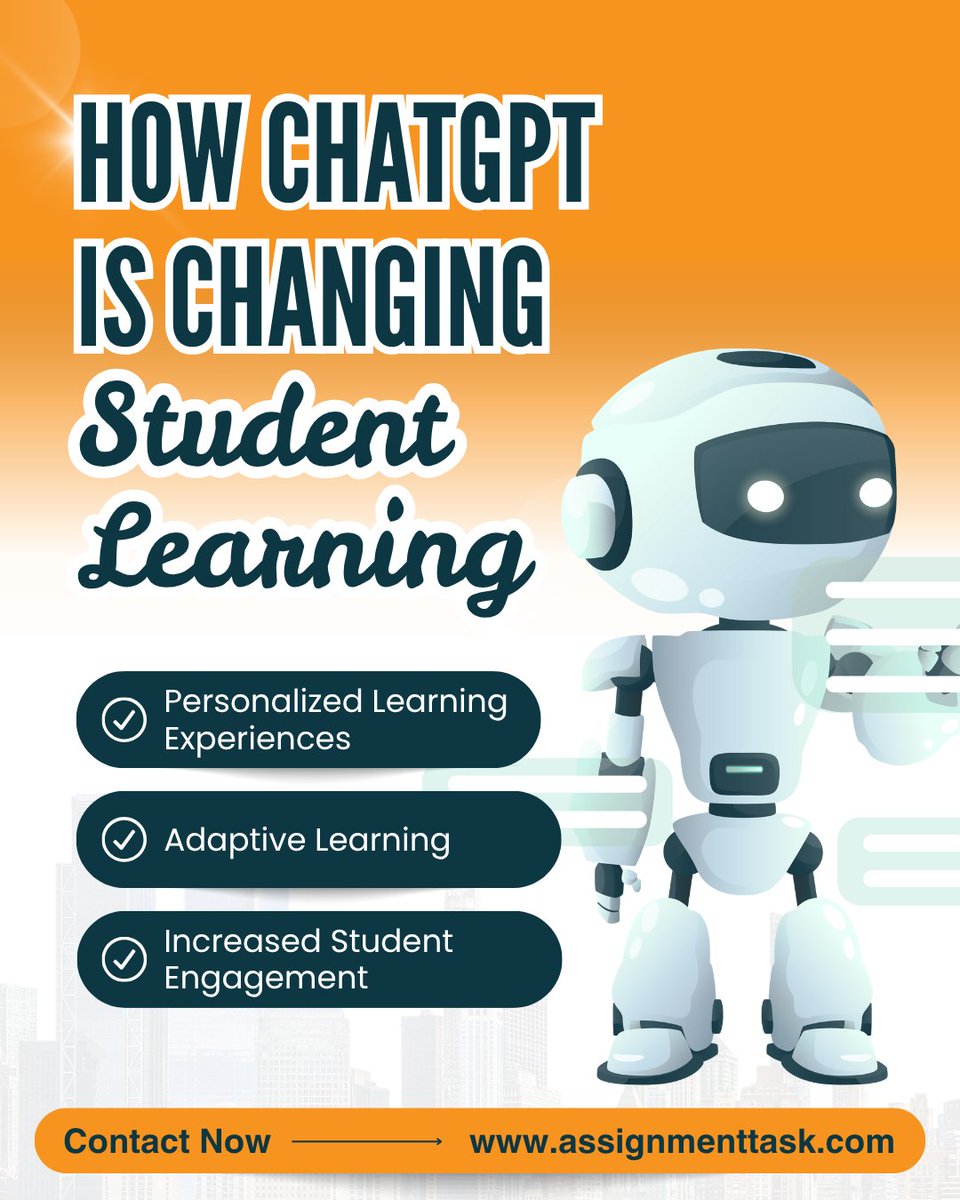 AssignmentTask's tweet image. Say goodbye to boring study sessions! ChatGPT is transforming how students learn — from instant homework help to personalized tutoring.
tinyurl.com/38v57ypt
#aiineducation #studentlife #chatgptforstudents #edtech #futureofeducation #homeworkhelp #collegehacks #assignmenttask