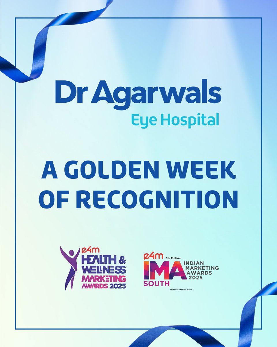 dragarwals_eye's tweet image. A golden week of recognition for Dr Agarwals Eye Hospital!

We proudly bagged 2 Golds at the e4m Health &amp;amp; Wellness Marketing Awards and 2 Golds at the IMA Best Marketing Awards (South) - Healthcare

#DrAgarwalsEyeHospital #IMAHealthcareAwards #e4mAwards #HealthcareMarketing