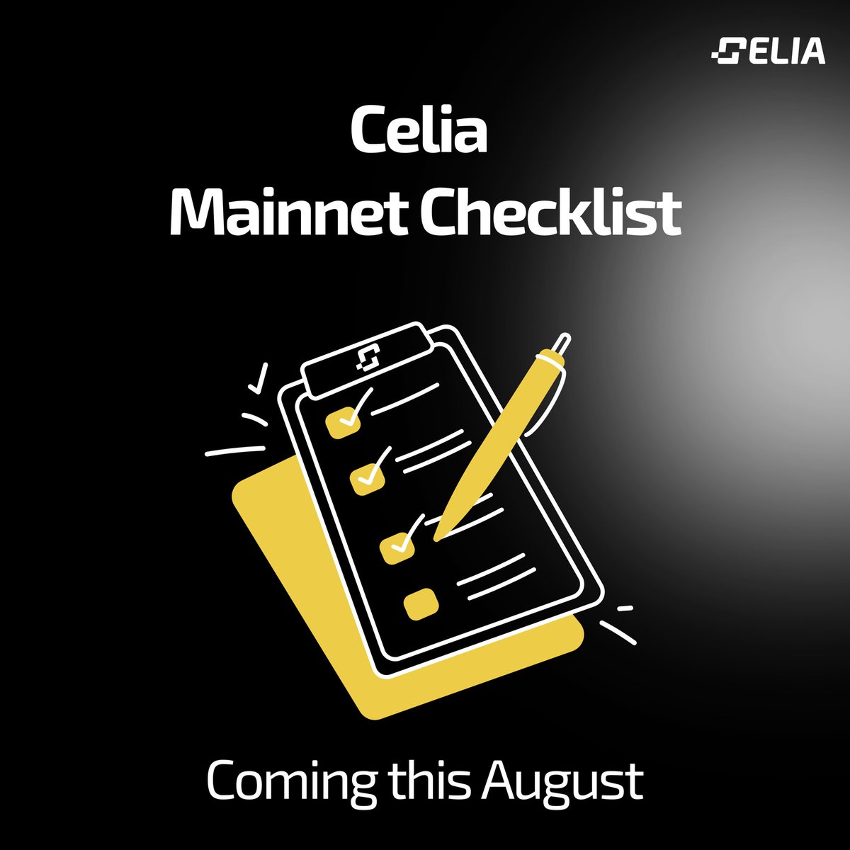 Celia Mainnet Checklist🔥‼️

Get ready! 📋 The Celia Mainnet Checklist drops this August, paving the way for a smoother Mainnet Migration! 🚀