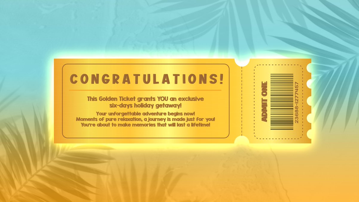 ㅤ
ㅤ
 ᅠᅠᅠִ ࣪𖤐 𝐂𝐎𝐍𝐆𝐑𝐀𝐓𝐔𝐋𝐀𝐓𝐈𝐎𝐍!
ᅠᅠ  : :  𝘠𝘰𝘶 𝘨𝘰𝘵 𝘢 𝘎𝘰𝘭𝘥𝘦𝘯 𝘛𝘪𝘤𝘬𝘦𝘵  : :
ᅠᅠ    🎫 golden-ticket.carrd.co

ᅠᅠᅠᅠ  Open up, lucky one!
ᅠ