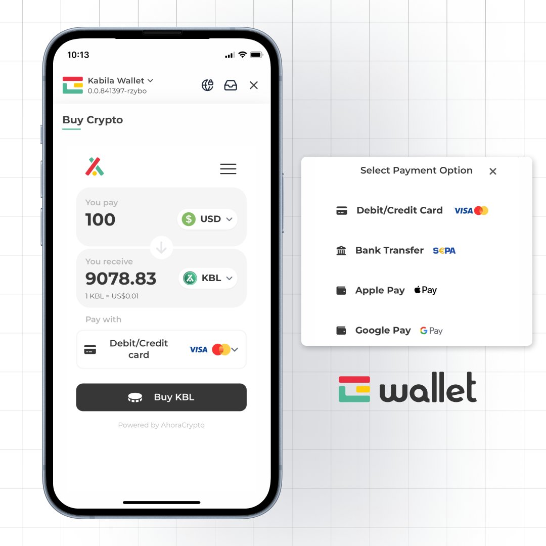 Kabila (@kabilaapp) on Twitter photo We have options now! 
✔️ Credit Card 
✔️ Bank Transfer 
✔️ Apple Pay 
✔️ Google Pay 
Crypto is getting more accessible by the day 🌎 We have options now! 
✔️ Credit Card 
✔️ Bank Transfer 
✔️ Apple Pay 
✔️ Google Pay 
Crypto is getting more accessible by the day 🌎