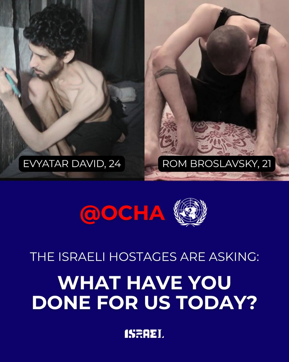 Israel ישראל (@israel) on Twitter photo . <a href="/UNOCHA/">UN Humanitarian</a> The Israeli hostages are asking:
"What have you done for us today?" . <a href="/UNOCHA/">UN Humanitarian</a> The Israeli hostages are asking:
"What have you done for us today?"