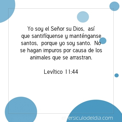 Yo soy el Señor su Dios,  así que santifíquense y manténganse santos,  porque yo soy santo.  No se hagan impuros por causa de los animales que se arrastran.  Levítico 11:44   #versiculodeldia #versiculobiblico #biblia