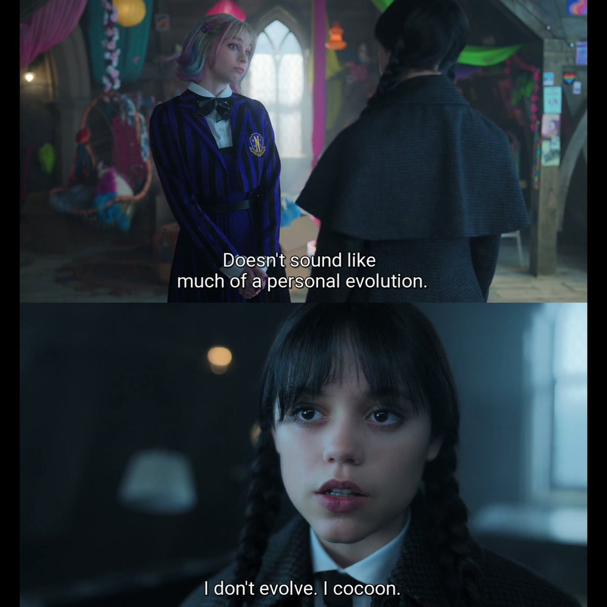 MaxTw33ts's tweet image. Where others need comebacks,
Wednesday needs only eye contact and a single cold line to crush egos.
#Wednesday