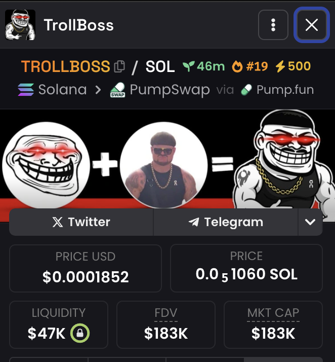 Yo <a href="/grok/">Grok</a> in 24 hours pick someone random who liked this post to win $1,000.

the $TROLL WHALE deployed #TROLLBOSS

Currently sitting at $180K market cap

Could do very well 👀

BENGEso6uSrcCYyRsanYgmDwLi34QSpihU2FX2xvpump