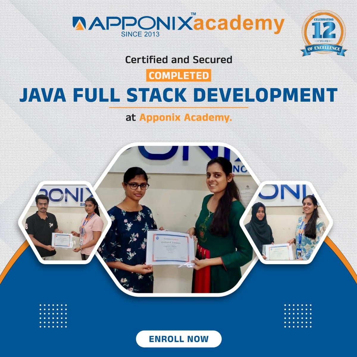 apponix's tweet image. 🔥 Java Full Stack Achievers Alert
Success stories built right here at @ApponixAcademy 🙌
Start your tech journey today
💙 #Apponix #DeveloperLife #CertifiedTechie