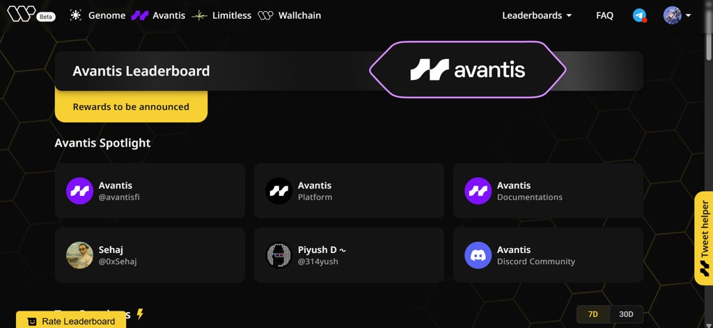I randomly opened <a href="/wallchain_xyz/">Wallchain Quacks</a> today 

To check Quacks and saw the @AvantisFi leaderboard there so I thought

let’s dive into it

And honestly it really caught my interest

✓ No-fee trading
✓ Clean UX
✓ Fast execution
✓ And support for real world assets 

It actually feels