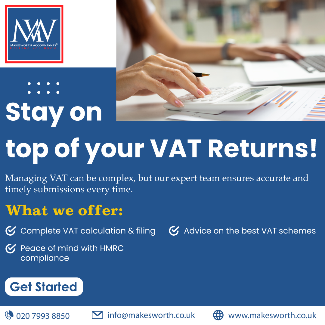 MakesworthAcc's tweet image. 📌 Don’t let VAT returns slow you down!

Let @MakesworthAcc handle it — from accurate filings to smart VAT scheme advice, we ensure full HMRC compliance.

✅ Stress-free.
✅ On time.
✅ Expert support.

#VATReturns #HMRC #AccountingMadeSimple #VATFiling #MakesworthAccountants
