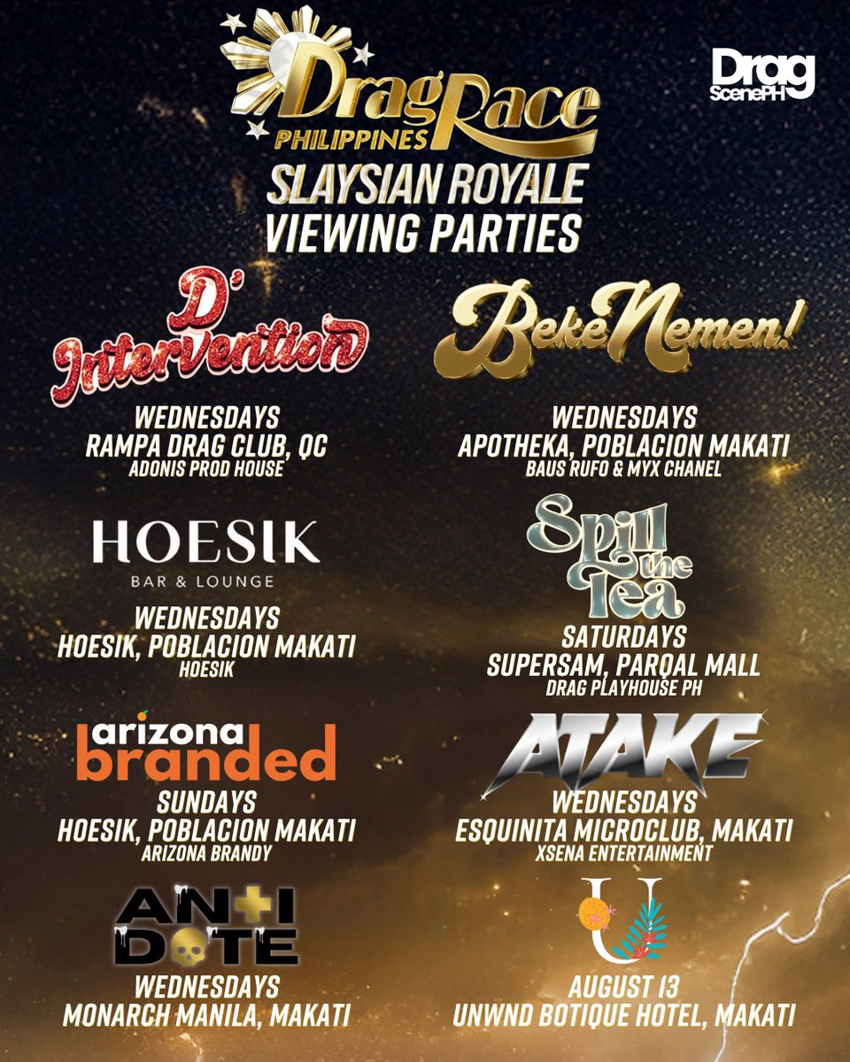 Watch #DragRacePH Slaysian Royale and see your favorite queens!

Here's some of the hottest viewing parties in the metro, TAKBO!

#DragScenePH