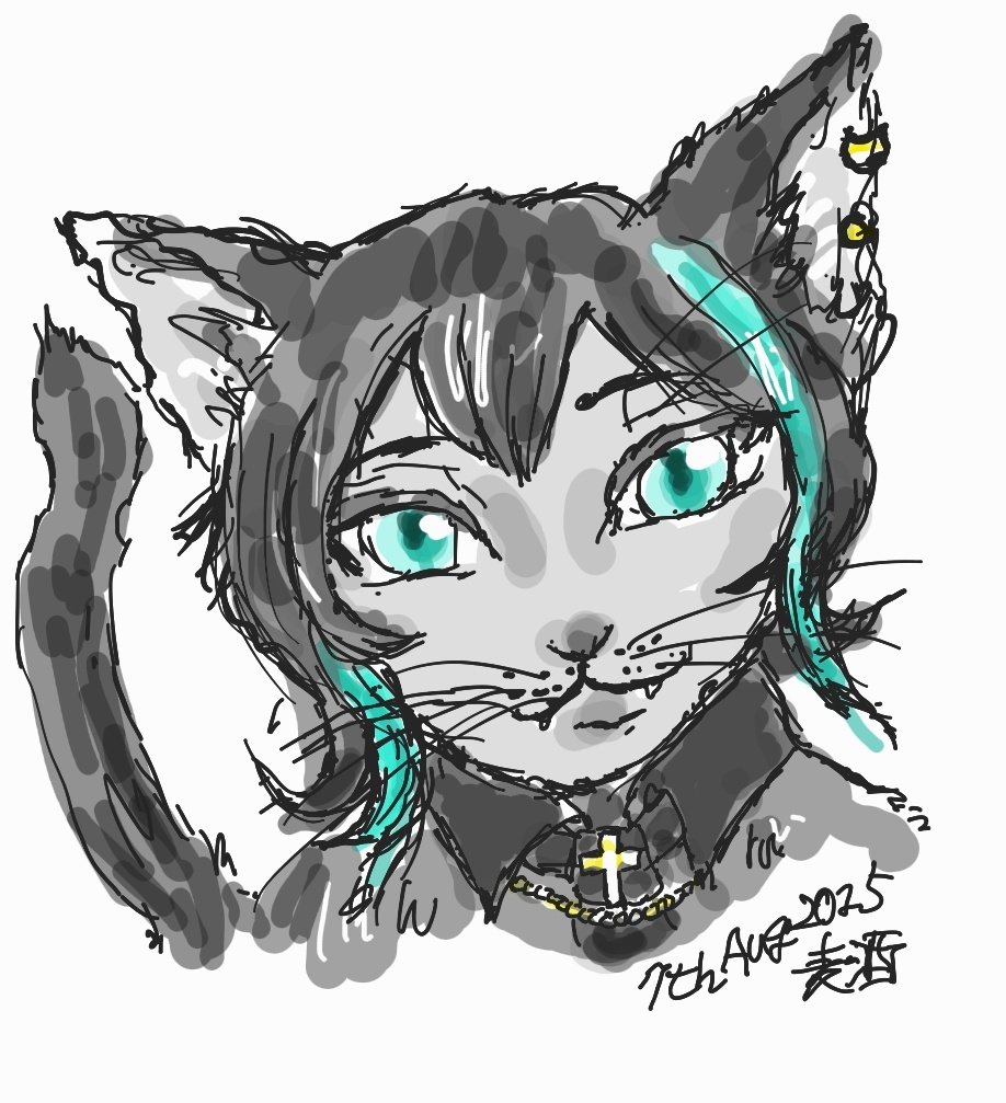 aknkNuma's tweet image. 🐾にゃん。
なんというかデフォルト感が。。
初出の時より獣人感強め。
ふつうに💍のベッドに乗って寝る。
🤍にゃんの上にも平然と乗る。
肉球は小豆色。ほぼ黒猫。質感的にブリショー。
甘え上手は愛され上手❤
#SamsungNote 
#麦酒のらくがき
#執事犬猫化