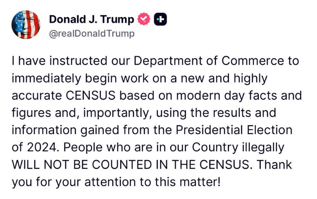 HUGE

Trump tells the Dept of Commerce to redo the Census and remove illegal aliens from it

Huge huge huge