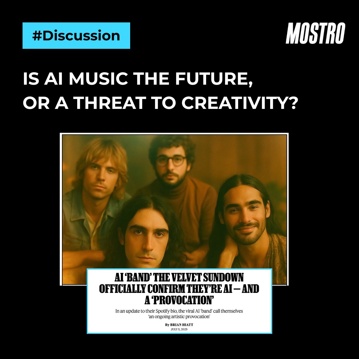 mostroxyz's tweet photo. The Velvet Sundown, an AI band, is pushing the limits of what music can be. But is this innovation, or a step too far?
🎧 Let’s talk about it. Drop your thoughts below!
#AIArt #AIMusic #FutureOfMusic #MusicInnovation #VelvetSundown #TechVsArt #DigitalCreativity #Web3Music #Mostroxyz