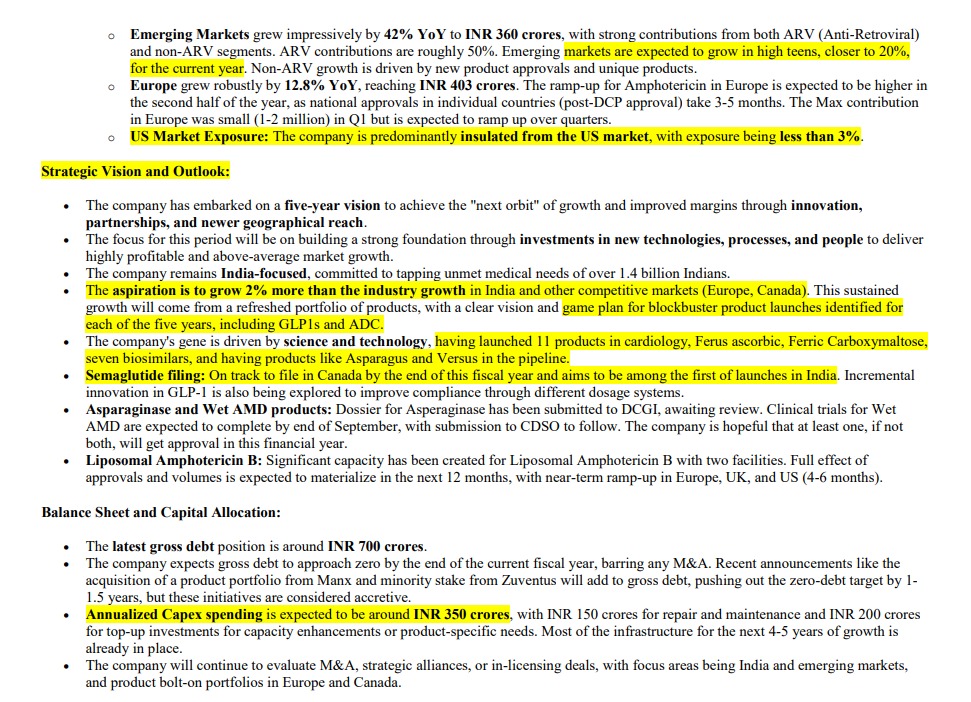 EMCURE PHARMACEUTICAL LTD Q1FY26 CONCALL HIGHLIGHTS 

#EMCUREPHARMA
#EMCURE