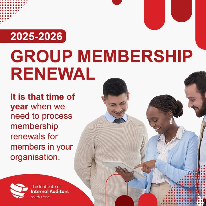 IIASOUTHAFRICA's tweet image. Time flies! Group membership renewals for 2025–2026 are officially open.

Let’s keep your team informed, empowered, and part of the internal audit community.

Start your renewal process now. Email us at member.info@iiasa.org.za

#IIASA #InternalAuditors #MembershipMatters