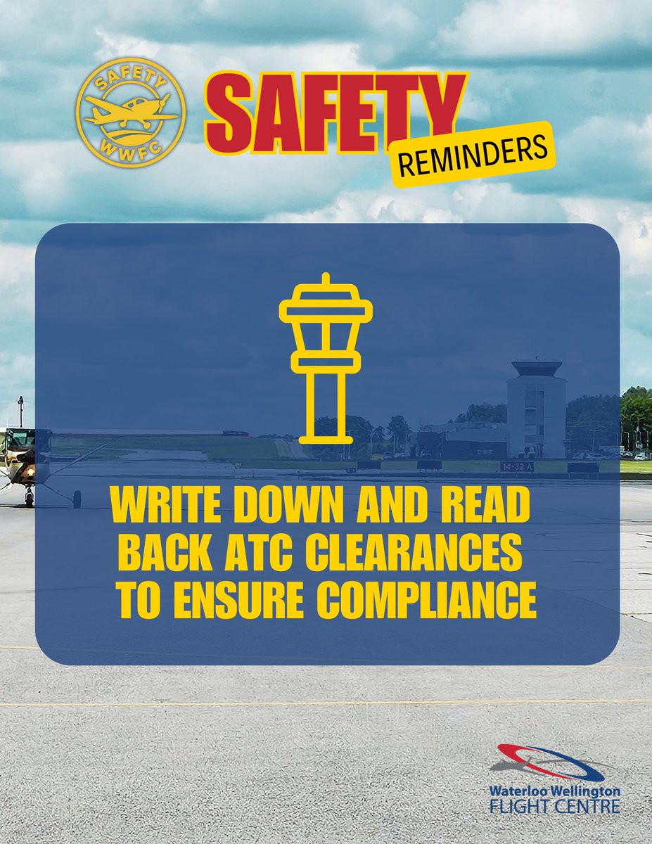 🛫 Flight Training Safety Tip!

✍️ Write it down. 📢 Read it back. Always confirm your ATC clearances to stay sharp and compliant.

Because safety always comes first. 💪

#WWFC #FlightTraining #FlySafe #RampSafety