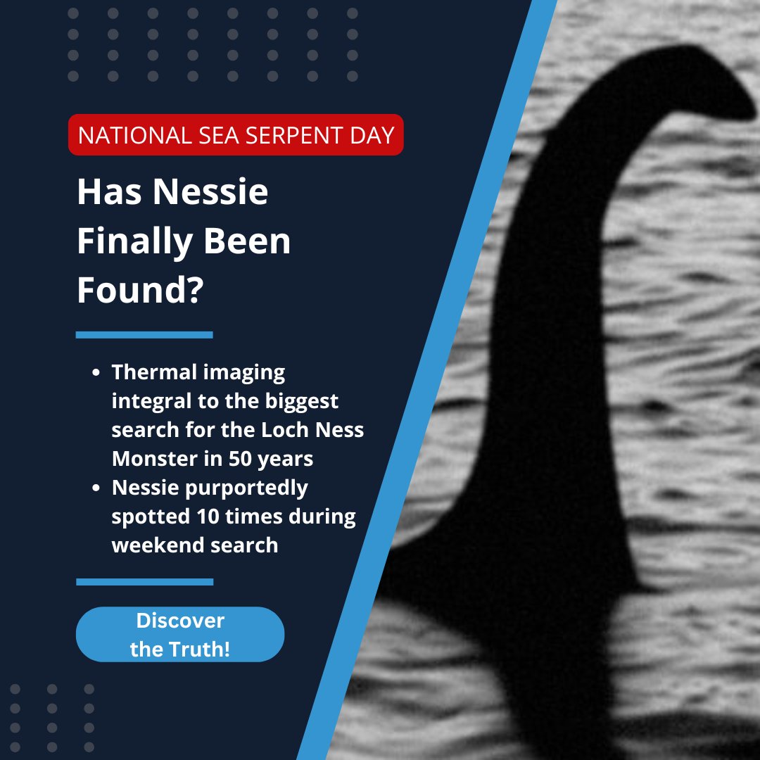 It’s #NationalSeaSerpentDay 🐍

Did you know that two years ago, a team of volunteer researchers used thermal cameras to capture footage of the elusive Loch Ness Monster? 🐉

Have we finally found Nessie?➡️ow.ly/V4a550Wzkrp 

#ThermalImaging #ThermalCamera #LochNessMonster