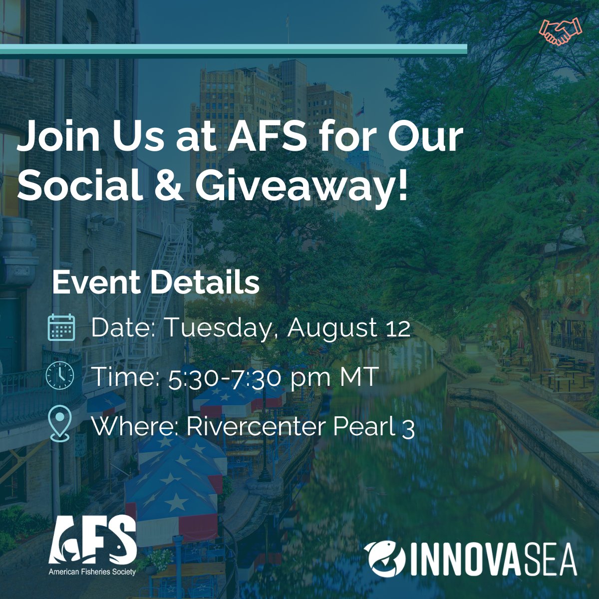 Attending #AFS155 and want a chance to win the latest Innovasea gear? Join us for our social on Tuesday, August 12, at 5:30 pm in Rivercenter Pearl 3. It’s always a great opportunity to catch up with fellow fish trackers and you could even walk away with the latest NexTrak AR