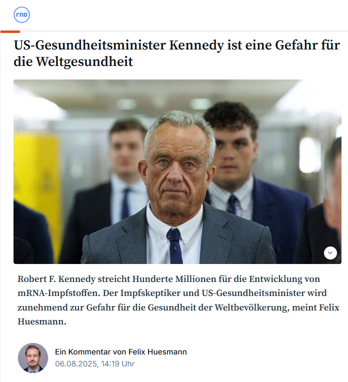 ᴘᴇᴛʀ ʙʏsᴛʀᴏɴ (@petrbystronafd) on Twitter photo Das Absurde ist: Es ist genau umgekehrt.
Nicht <a href="/RobertKennedyJr/">Robert F. Kennedy Jr</a> ist eine Gefahr für die Weltgesundheit, sondern die von Bill Gates finanzierte Weltgesundheitsorganisation. Nicht Kennedy hat eilig zusammengerührte mRNA-Medikamente per Notfallzulassung in Milliarden Arme gejagt. Das Absurde ist: Es ist genau umgekehrt.
Nicht <a href="/RobertKennedyJr/">Robert F. Kennedy Jr</a> ist eine Gefahr für die Weltgesundheit, sondern die von Bill Gates finanzierte Weltgesundheitsorganisation. Nicht Kennedy hat eilig zusammengerührte mRNA-Medikamente per Notfallzulassung in Milliarden Arme gejagt.