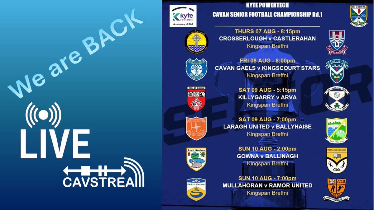 And we're back folks----Ready for the weekends first round of Senior Football 
Join us live for all 6 first round SFC games - Live on cavStream.ie #cavangaa2025 #CAVANSFC