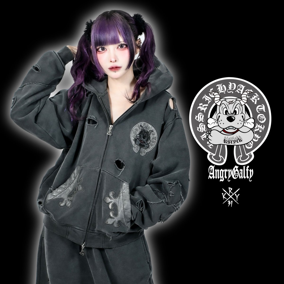 GALFY×KRY 秋コレクションアイテム】 「蹴威の百合の紋章パーカー