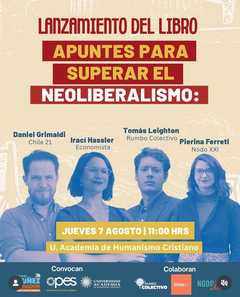 Pierina Ferretti (@pierinaferrett1) on Twitter photo Hoy conversaremos sobre este libro editado por el senador <a href="/daniel_nunez_a/">Daniel Nuñez A.</a> junto con <a href="/IraciHassler/">Irací Hassler Jacob</a>, <a href="/grimalditwit/">Daniel Grimaldi</a> y <a href="/to_leighton/">Tomás Leighton</a> Hoy conversaremos sobre este libro editado por el senador <a href="/daniel_nunez_a/">Daniel Nuñez A.</a> junto con <a href="/IraciHassler/">Irací Hassler Jacob</a>, <a href="/grimalditwit/">Daniel Grimaldi</a> y <a href="/to_leighton/">Tomás Leighton</a>