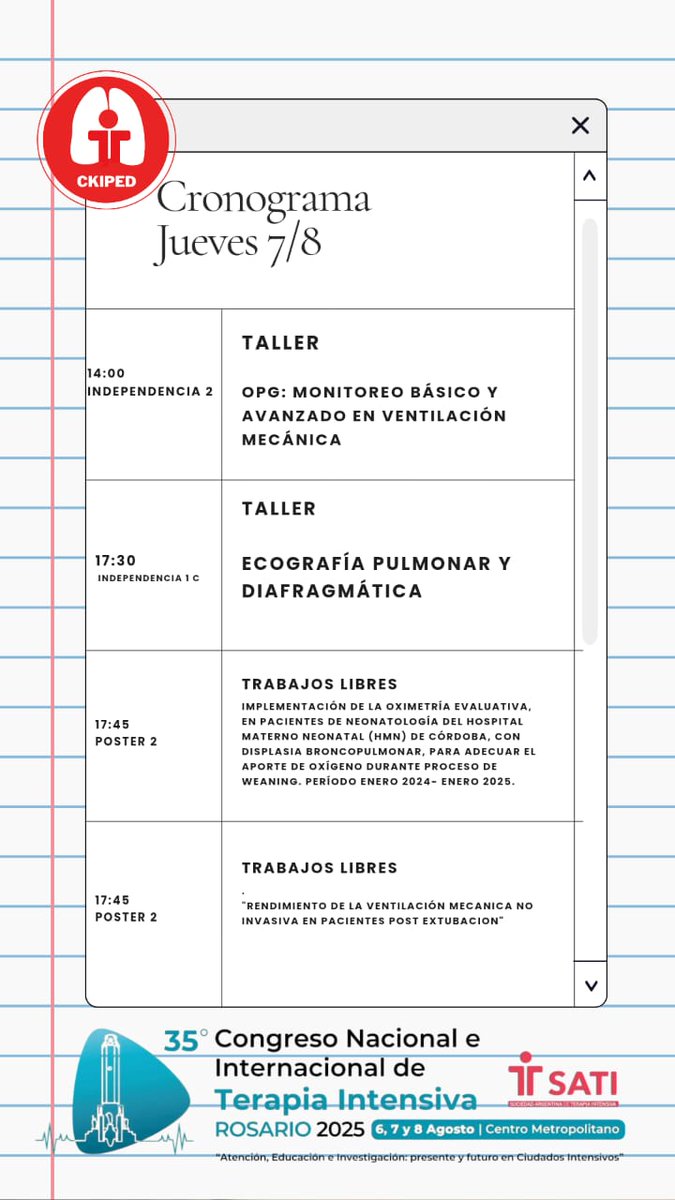 Hoy en el 35⁰ Congreso Nacional e Internacional de Terapia Intensiva en Rosario 
🇦🇷
Los esperamos