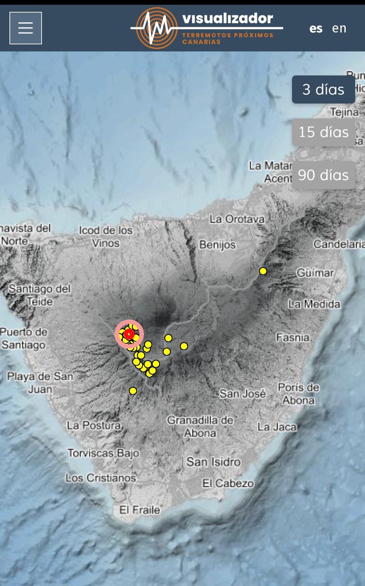 Nueva serie sismica en la cumbre de Tenerife. La red de vigilancia volcánica del IGN ha detectado numerosos eventos a una profundidad de unos 10km. Seguiremos ampliando información.