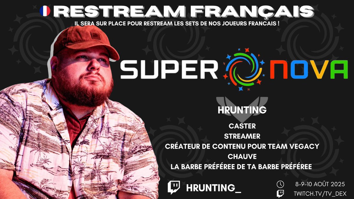 Dex (@dex_caster) on Twitter photo On a pas toujours les matchs de nos compatriotes quand ils partent fesser les contrées américaines... À moins que ?
Membre de <a href="/TeamVegacy/">Team Vegacy</a>, le fantastique <a href="/Hrunting_SSBU/">VGY | GL | LGS Hrunting</a> sera sur place armé de son matériel pour nous diffuser les runs françaises depuis sa chaîne Twitch ! 👀 On a pas toujours les matchs de nos compatriotes quand ils partent fesser les contrées américaines... À moins que ?
Membre de <a href="/TeamVegacy/">Team Vegacy</a>, le fantastique <a href="/Hrunting_SSBU/">VGY | GL | LGS Hrunting</a> sera sur place armé de son matériel pour nous diffuser les runs françaises depuis sa chaîne Twitch ! 👀