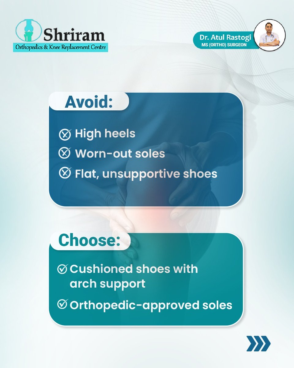 ShriramKRC's tweet image. 𝐘𝐨𝐮𝐫 𝐬𝐡𝐨𝐞𝐬 𝐜𝐨𝐮𝐥𝐝 𝐛𝐞 𝐬𝐢𝐥𝐞𝐧𝐭𝐥𝐲 𝐝𝐚𝐦𝐚𝐠𝐢𝐧𝐠 𝐲𝐨𝐮𝐫 𝐤𝐧𝐞𝐞𝐬!
Wrong footwear leads to poor posture, joint stress, and long-term pain.

#rightfootwearmatters #protectyourknees #StepSmart #healthyfeethealthyknees #foryourpage #shriramkneereplacement #